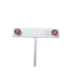 Vintage Crystal Solitaire Pierced Earrings 49950 Pink Dot